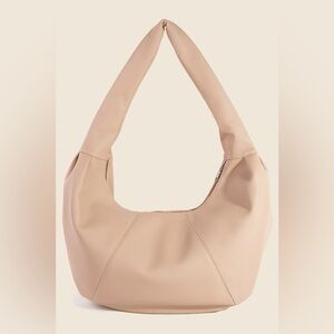Fame Panel Stitch Crescent Leather Shoulder Bag